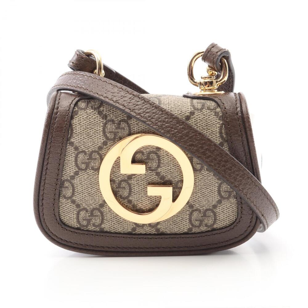 Gucci Blondie GG Supreme Shoulder Bag Canvas Leather Beige Brown